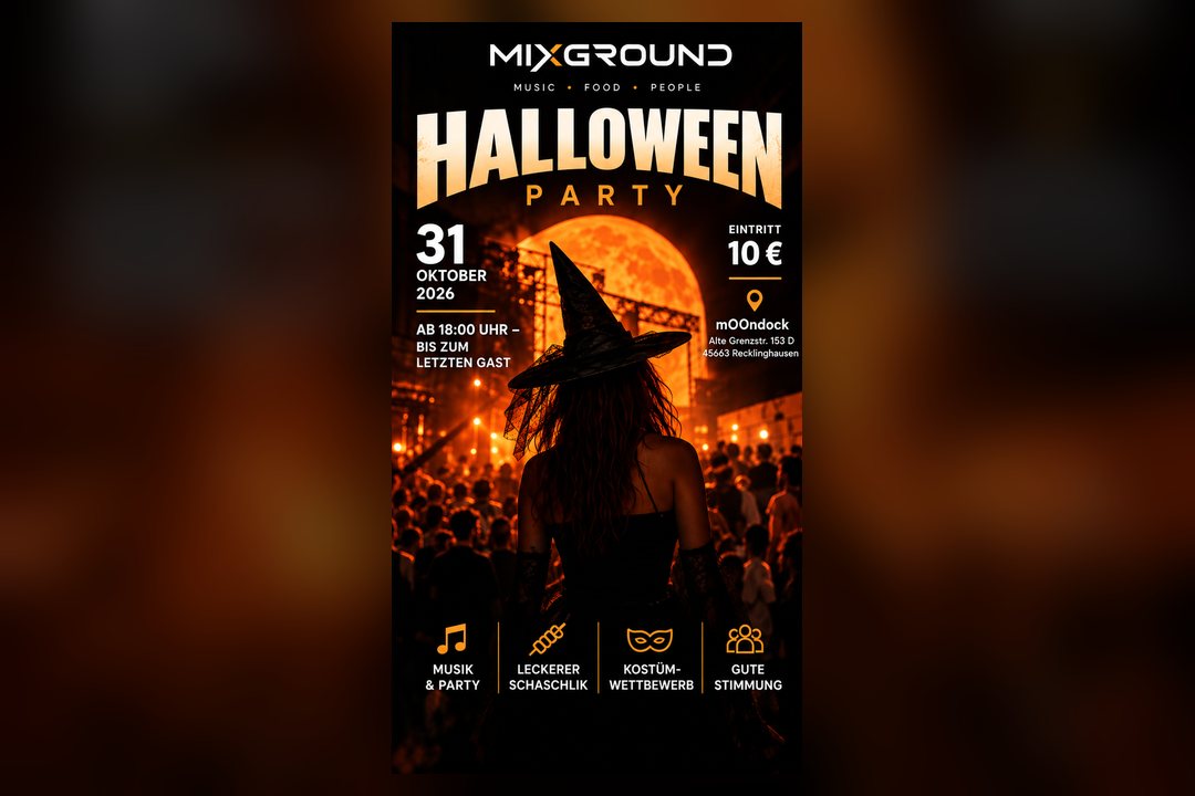 Plakat der Halloween Party am 31. Oktober 2026